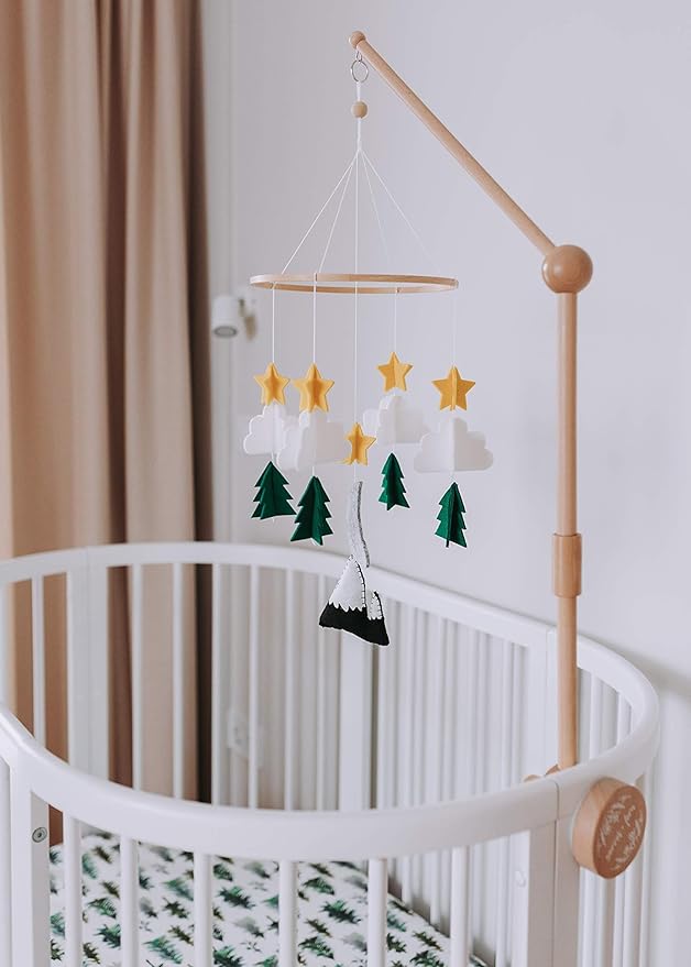 Sorrel and Fern Baby Crib Mobile Starry Woodland Night Nursery Decoration for Boys and Girls