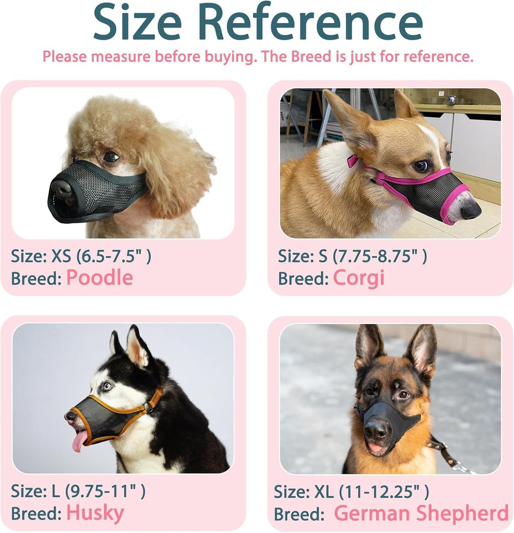 LUCKYPAW Dog Muzzle, Mesh Muzzle for Large Medium Small Dogs, Soft Mouth Guard for Biting Chewing, Breathable Mouth Guard with Adjustable Strap for Training(Hot Pink, L(Snout:9.75"-11"))