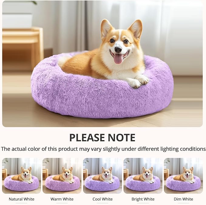 JOLLYVOGUE Calming Dog Beds Large Sized Dog, 36in Donut Washable Large Pet Bed - Image 6
