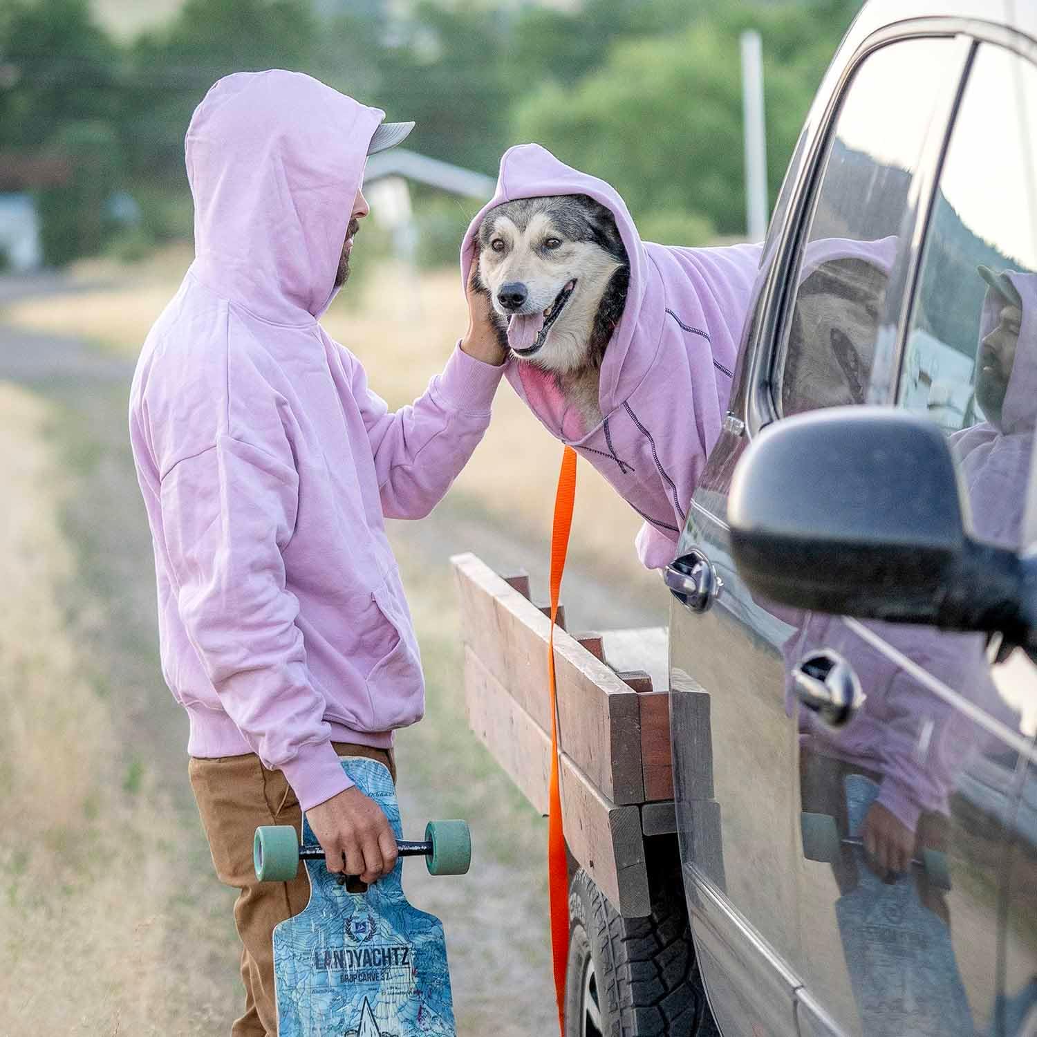 Blueberry Pet Essentials Dog Hoodie – 24 inch, Cotton‑Blend Sweatshirt with Hood, Pink Lilac, Machine‑Washable Small‑Dog Jersey