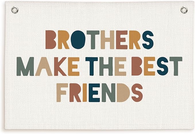 Lacama Brothers Make The Best Friends Linen Hanging Banner Flag Neutral Wall Sign Decor Gift for Nursery Bedroom Playroom Game Room Baby Kids Girl Boy Girl Teen Birthday Christmas Gift,30x20 in
