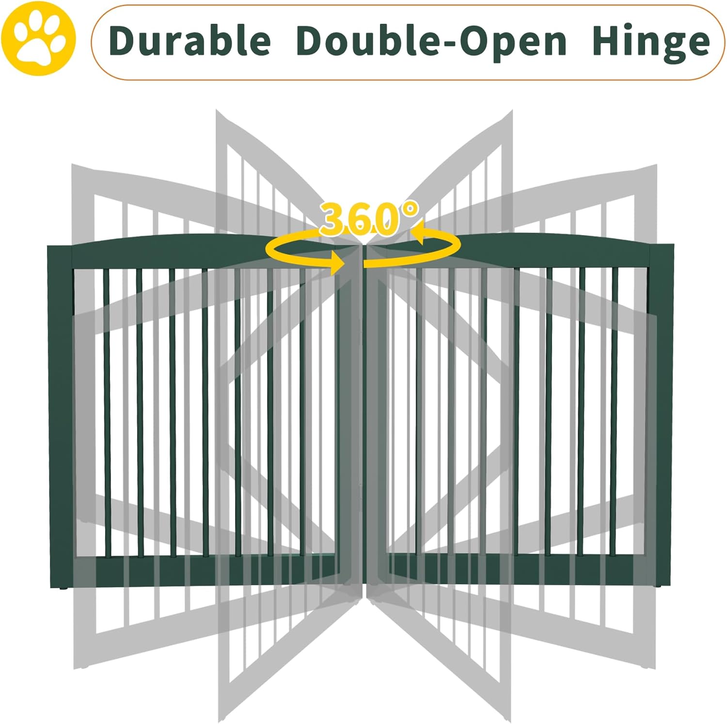 Freestanding Pet Gate for Dogs, Foldable Wooden Dog Gate for House, Indoor Dog Gate for Doorways, Stairs, Step Over Pet Puppy Safety Fence, Support Feet Included,24" Height 3 Panels,Green
