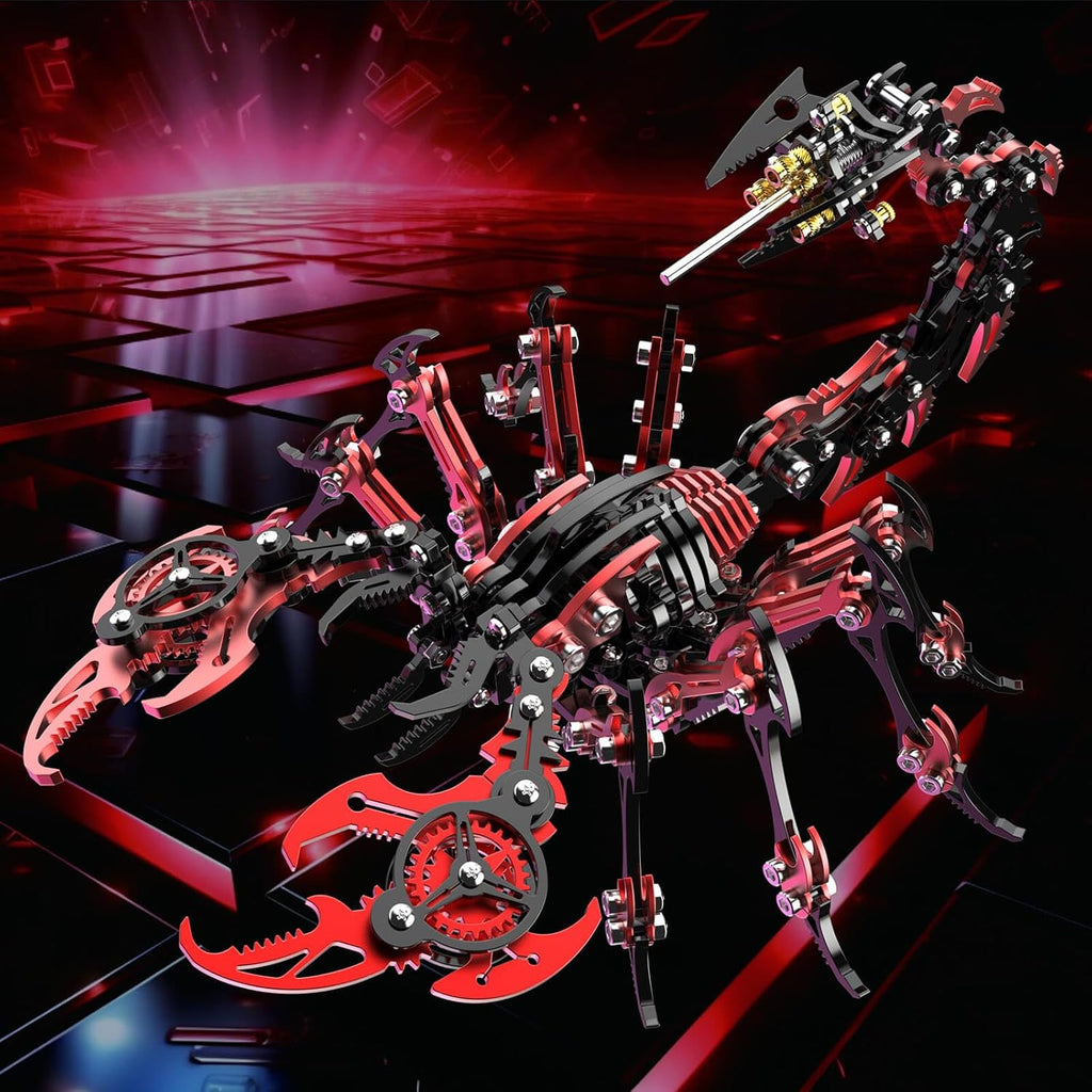 Scorpion 3D Metal Puzzles Kits for Adults Teens – 454 Pcs – Mechanical Assembly Models – 4 Hours to Build – Ideal for Gifts and Decorations (Red and Black)