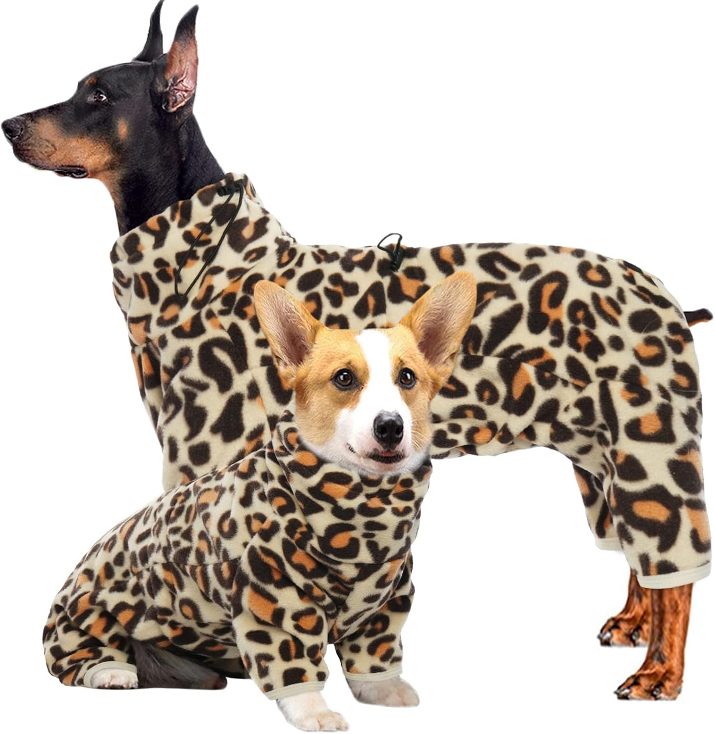 ROZKITCH Dog Leg Warmers for Large Dogs, Pet Windproof Warm Cold Weather Jacket Vest with Luminous Zipper, Jumpsuit Apparel Outfit Clothes for Small Medium Large Dog Brown L