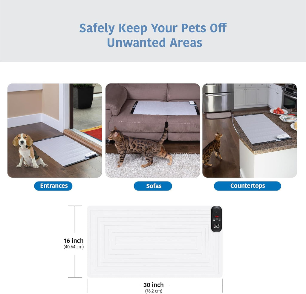 SVD.PET Pet Training Mat with Tester, 30" X 16", Pet Shock Pad, Dogs & Cats Electronic Repellent mat for Indoor, 3 Training Modes, 5 Levels, Pet Safe Mode (Black Controller)
