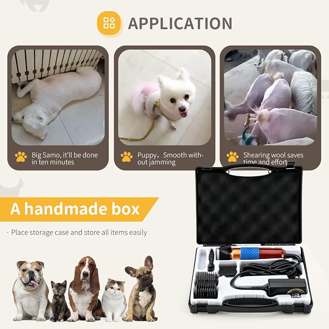 CGOLDENWALL Dog Hair Clipper for Grooming 200W Pet Clipper Kit - Image 6