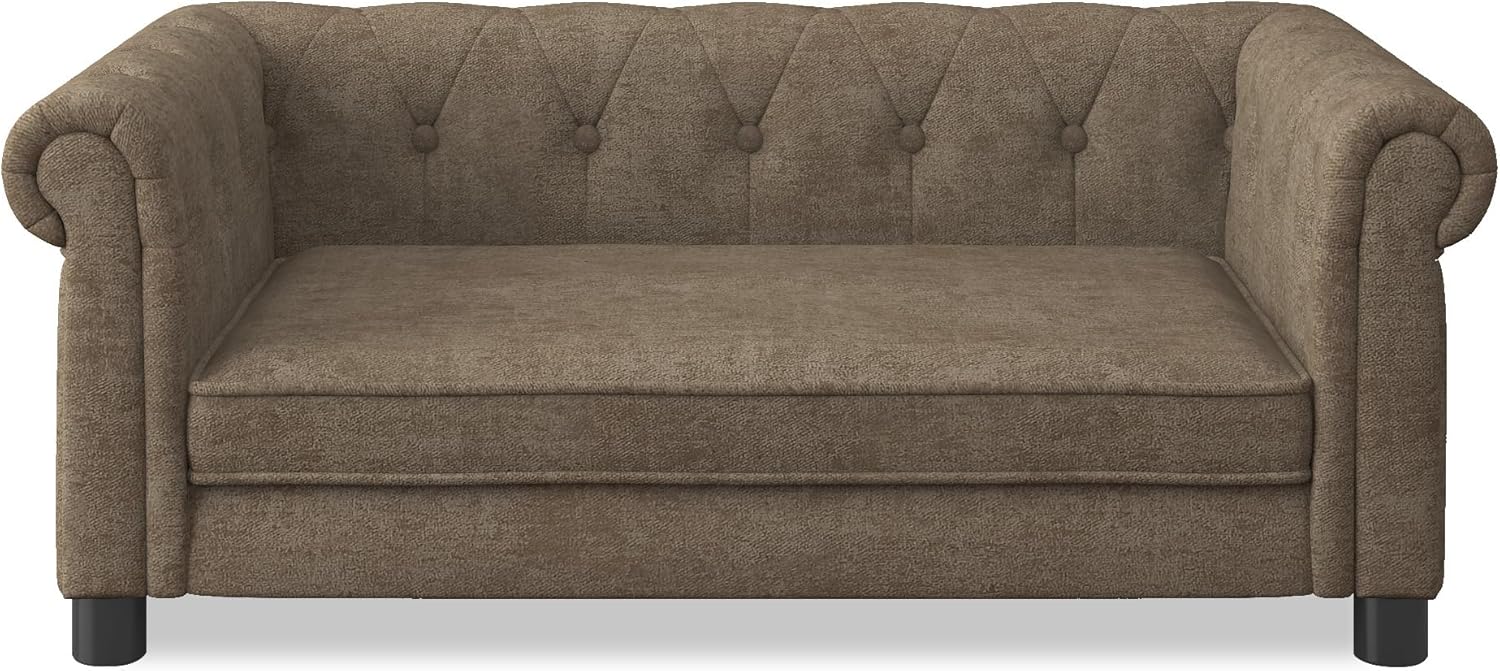 Dog Sofa Couch for Medium to Large Dogs, Memory Foam Pet Sofa Couch with Washable Fabric, Durable Elevated Dog Bed with Legs, Removable Cushion for Medium and Large Dogs, Brown