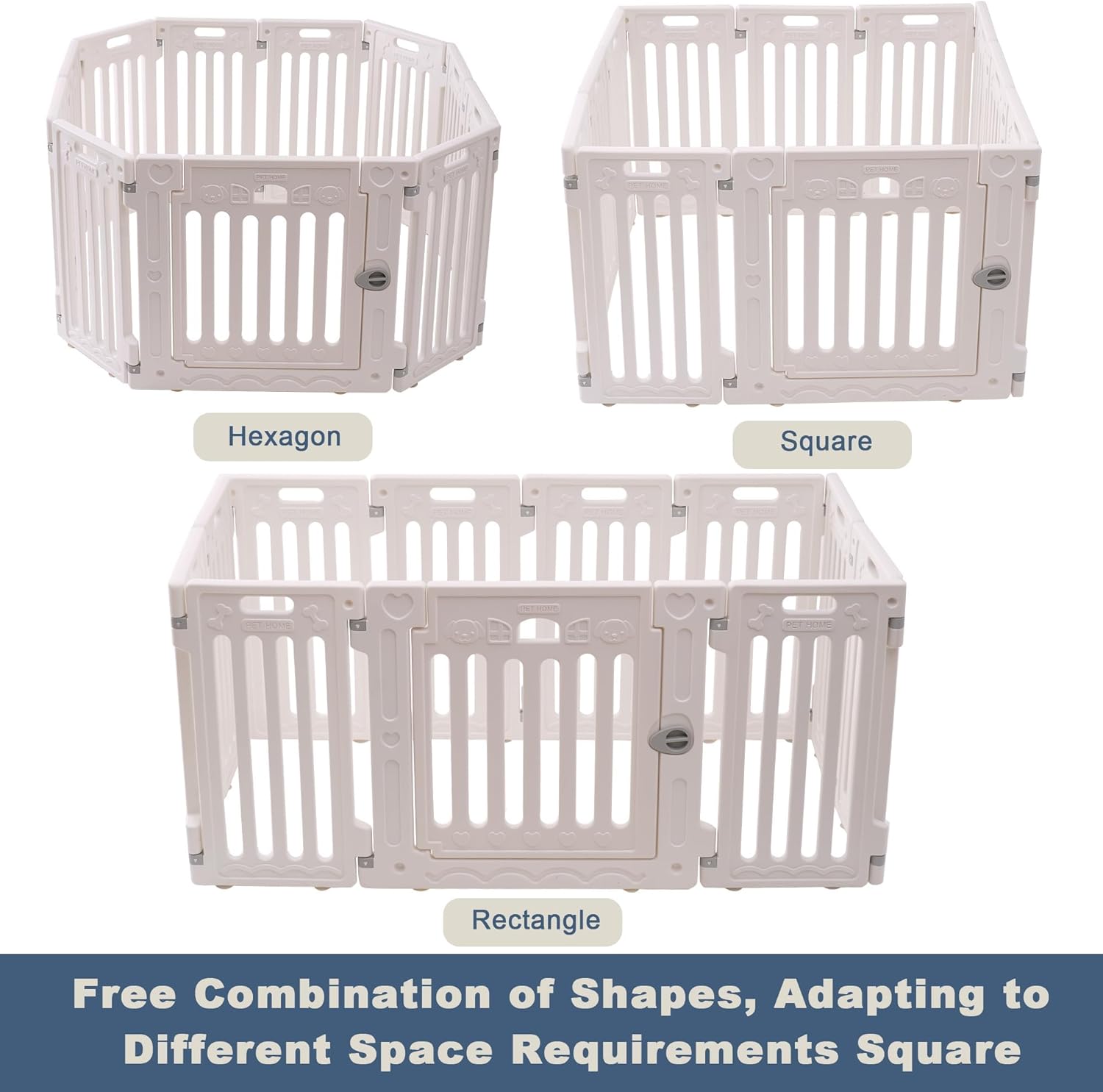 Dog Playpen with Door, DIY Shape Combination Puppy Pen,25.5" H 10-Panel Dog Fence,Non-Slip & Secure Pet Gate, Easy to Assemble(Standard Room)