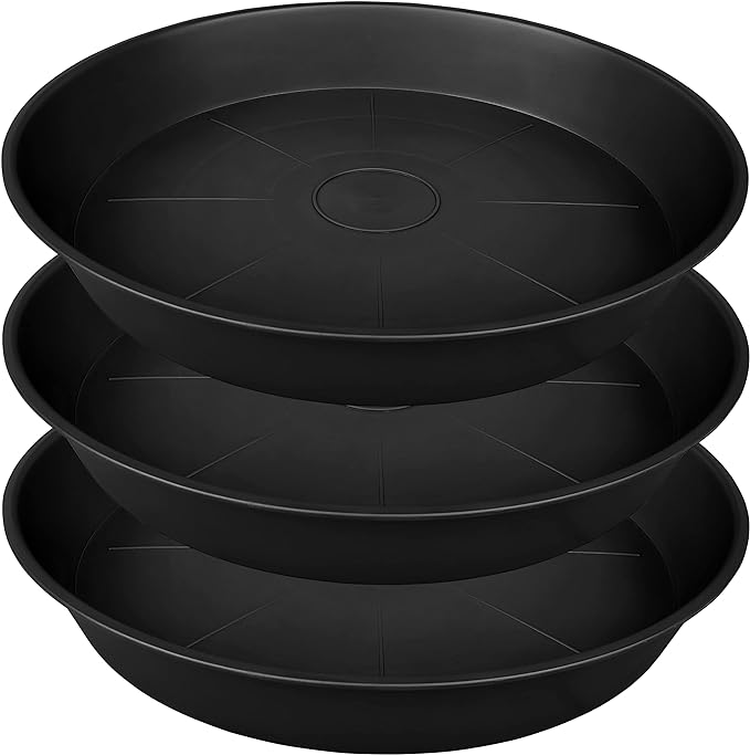 3 Pack of 25 26 inch Plant Saucer, 4.2" Depth, Large Deep Heavy Duty Plastic by Bleuhome