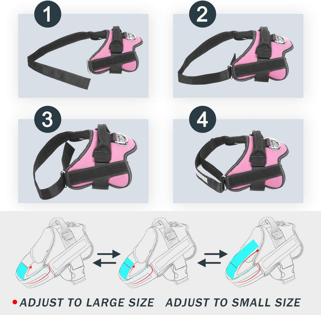Bolux Dog Harness, No-Pull Reflective Dog Vest, Breathable Adjustable Pet Harness with Handle for Outdoor Walking - No More Pulling, Tugging or Choking (Pink, L)