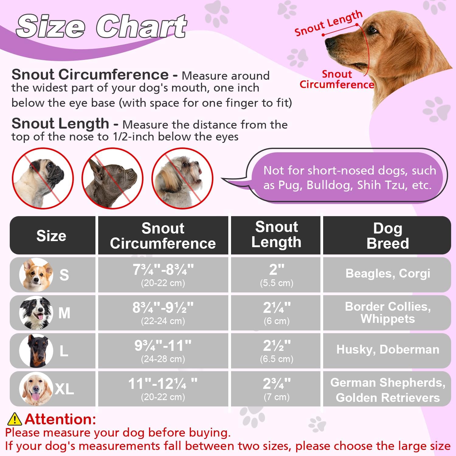 Dog Muzzle, Soft Air Mesh Muzzle for Small Medium Large Dogs Anti Biting Barking Chewing Scavenging, Breathable Adjustable Loop Pets Muzzle with Front Opening Design Allows Panting Drinking(Purple,XL)