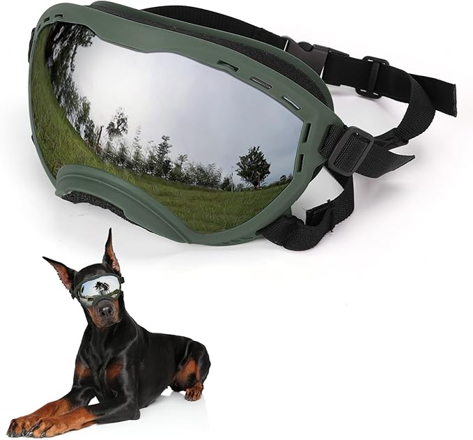 Dog Goggles for Large Dogs, UV Wind Dust Fog Protection, Soft Frame Adjustable by Flantor