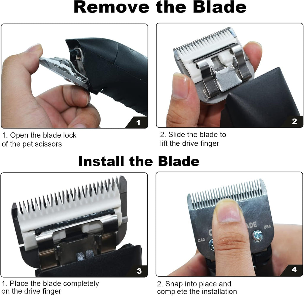 6Pack 10Blades Dog Grooming Replacement Blades Compatible with Andis Pet Clipper/Oster A5/Wahl KM Series Dog Clipper,Ceramic Blade & Stainless Steel Blade (#10+30+5FC+7FC+3FC+4F)