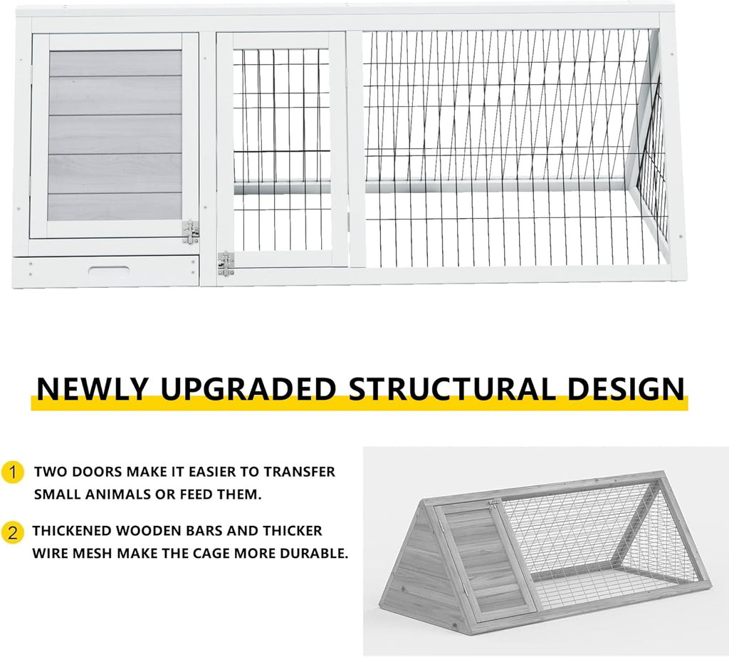 Quail Cages,Wooden Chicken Coop,Nesting Boxes for Chickens,Brooder Box Indoor Outdoor,A-Frame Poultry Duck House with Ventilating Wire Rabbit Hutch for Small Animals,Sold by Zyphorinth (Grey)