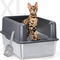 WoofiGo Enclosed Stainless Steel Cat Litter Box by CatLitterBox