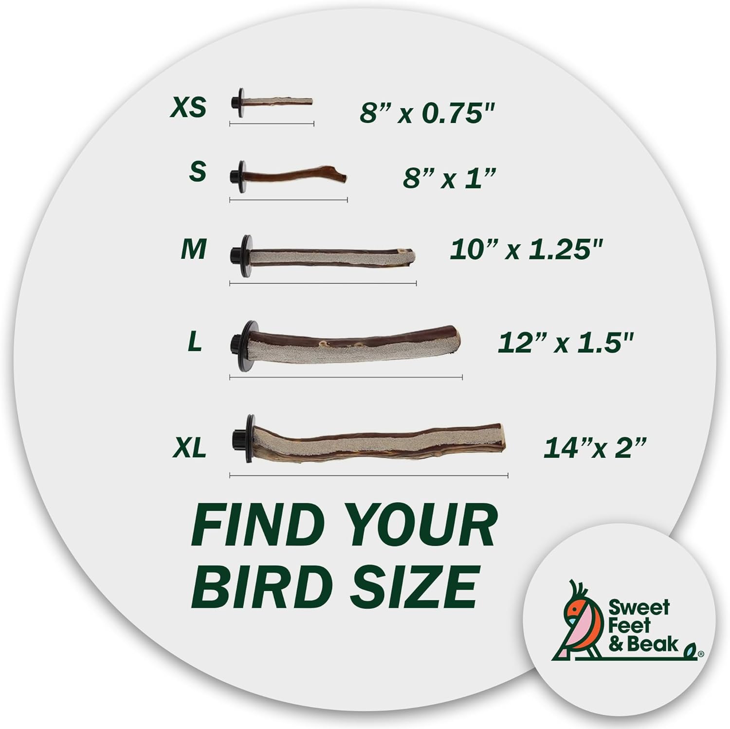 Superoost Manzanita Pumice Pedicure Perch- Easy to Install Bird Cage Accessories for Healthy Feet, Nails and Beak - Natural Bird Perches Imitates Birds' Life in The Wild - XS 8"