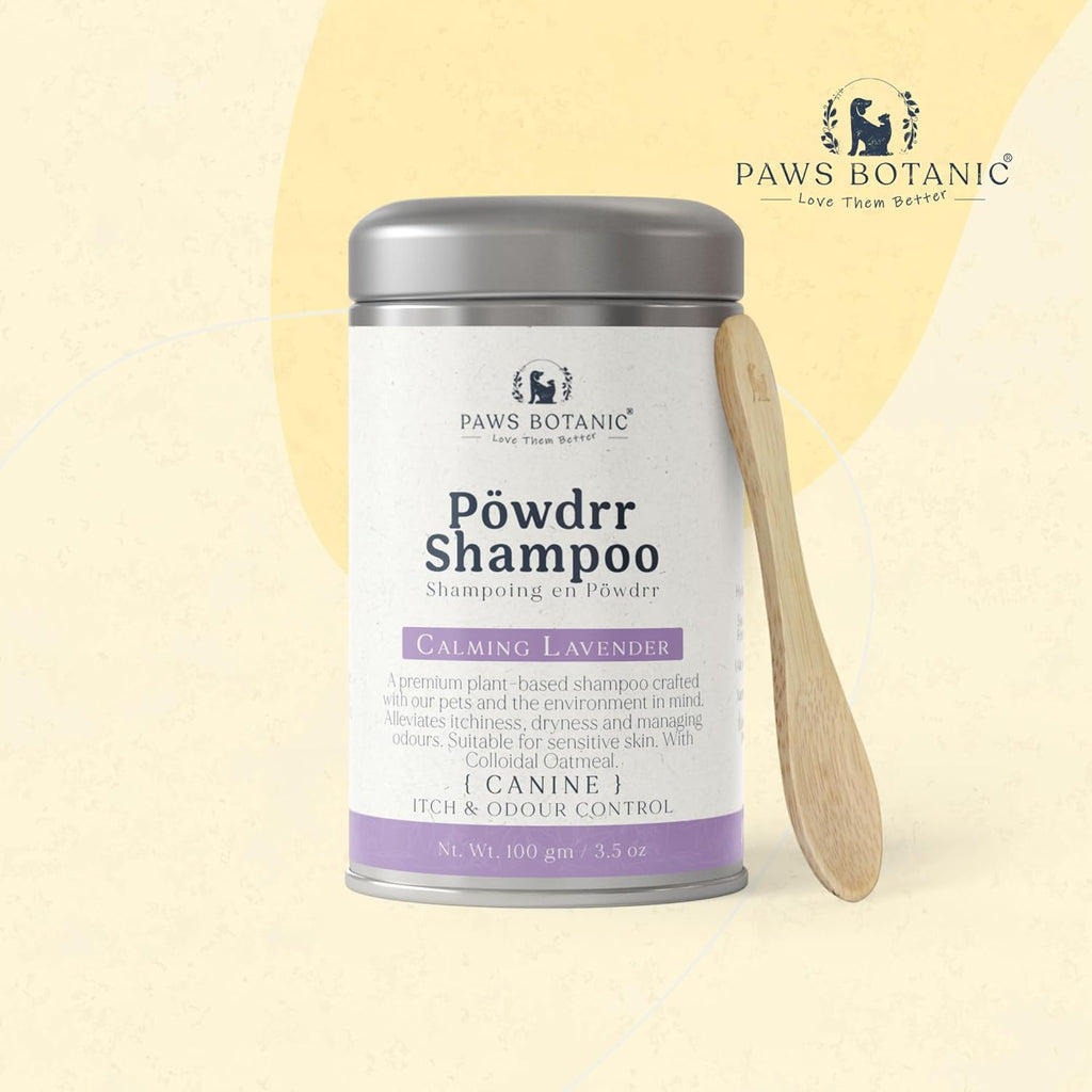Unscented Dog Dry Shampoo, Powder Shampoo for Dogs, Regular Skin & Coat, 3.5 oz with Bamboo Spoon (Itch & Odour Control)