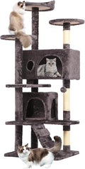 BestPet | 54" Cat Tree Tower | Purple Gray | Sturdy, Hanging Cat Toys, by BestPet