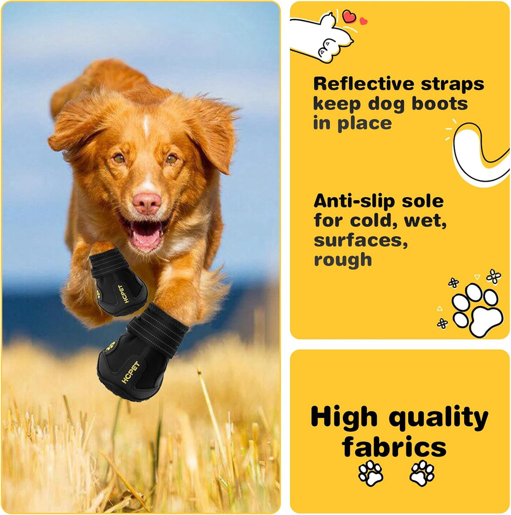 Hcpet Dog Shoes, Dog Boots for Small Dogs, Waterproof Medium Dog Booties Paw Protector for Summer Hot Pavement, Winter Snowy Day, Outdoor Walking, Indoor Hardfloors Anti Slip Sole Black Size 2