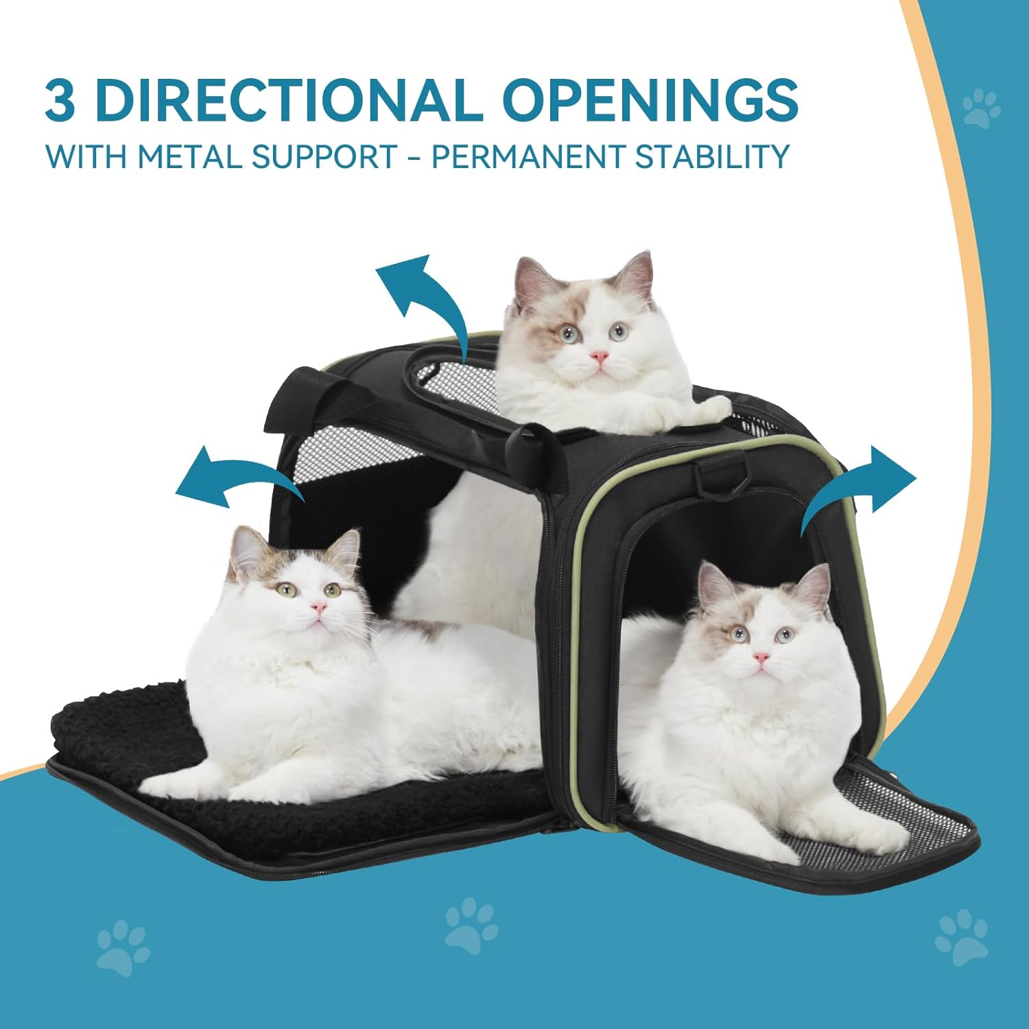 PETSFIT Pet Carrier Airline Approved with Extendable Mat, Dog Carriers for Small Dogs, TSA Approved Pet Carrier, Puppy Carrier for Small and Medium Cats Under 12 Lbs, Black