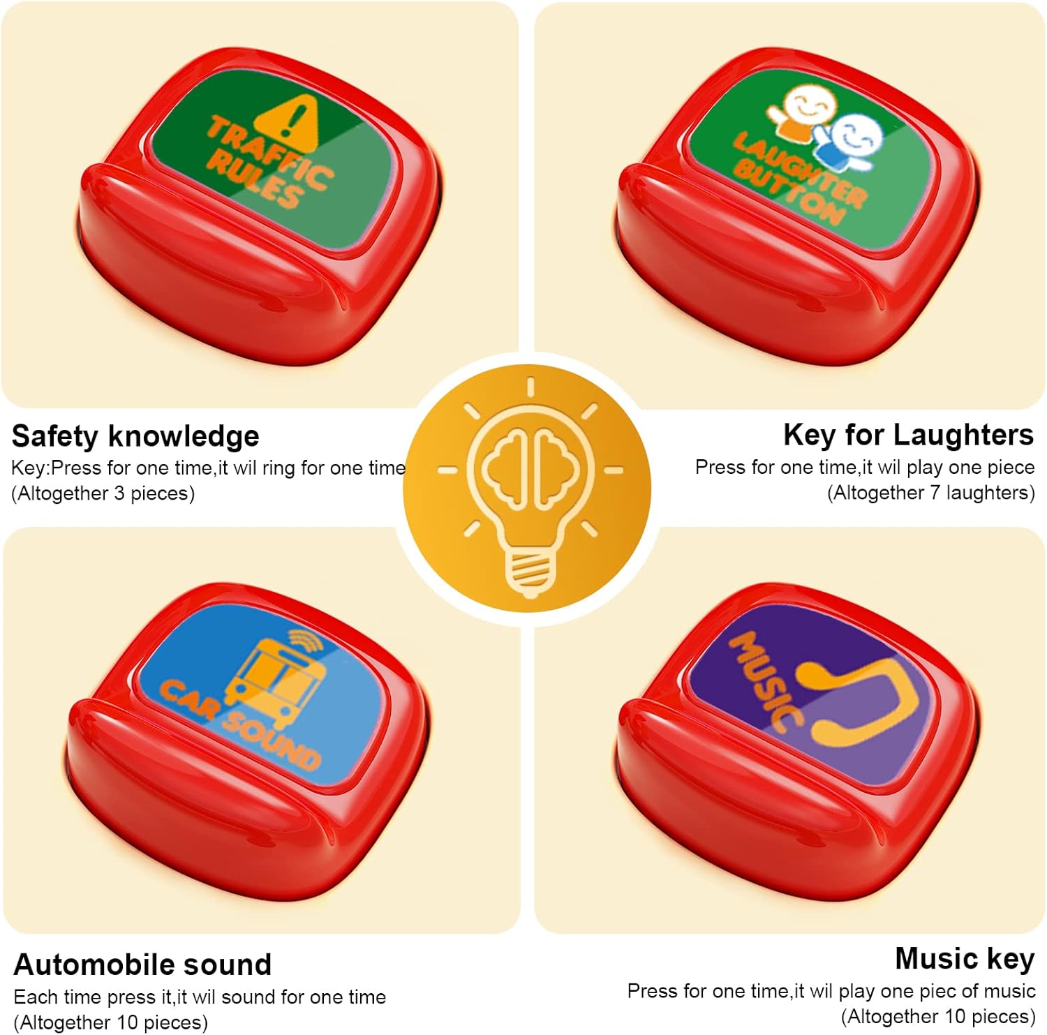 HONGTUO School Bus Toy with Sound and Light, Simulation Steering Wheel, Toddlers School Bus with Music Education, Gift for 1-3-5 Boys & Girls