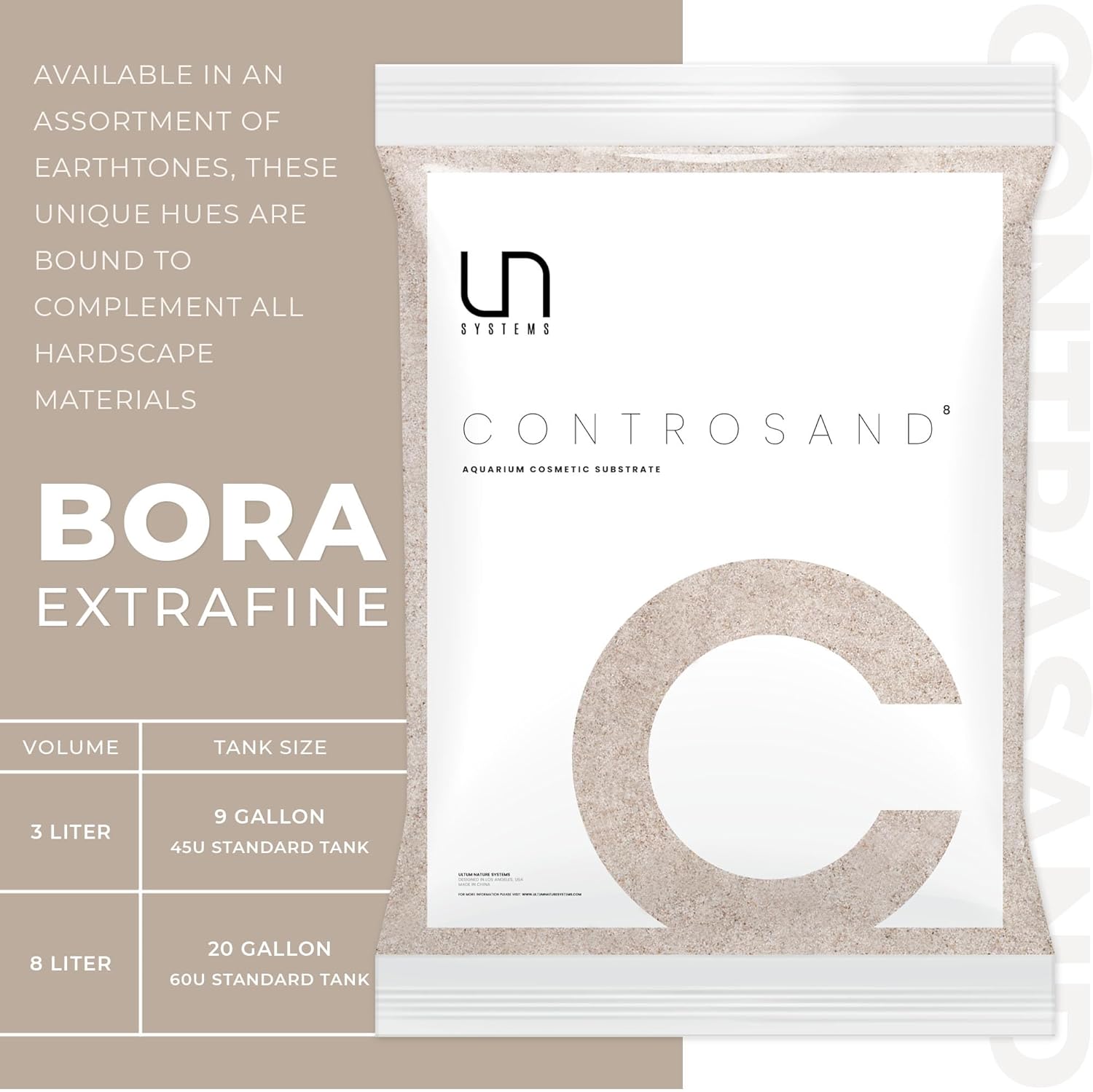 Ultum Nature Systems Controsand Bora Aquarium Sand (3L) - Freshwater Tank Substrate for Live Shrimp & Planted Aquariums