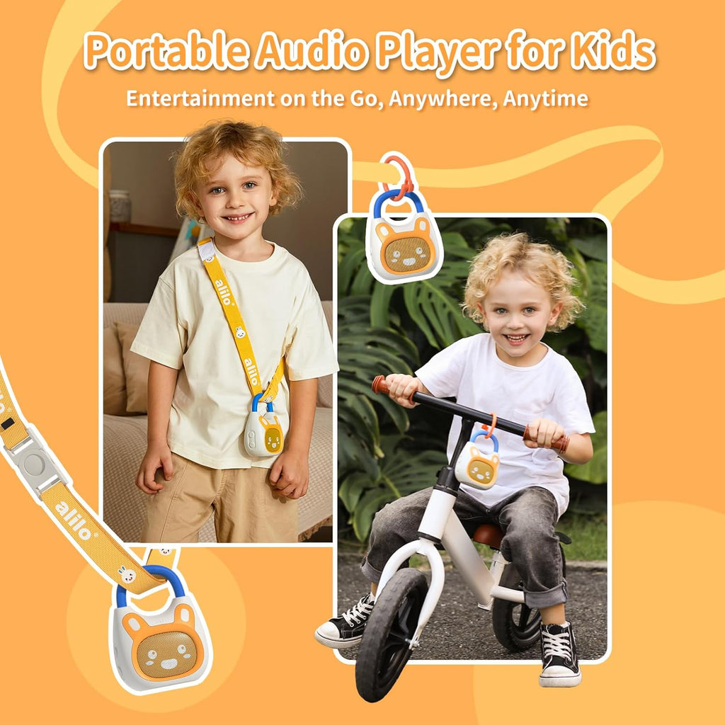 alilo Pocket Bunny Portable Kids Music Player, Musical Toys for Toddlers 1-3-5, Preloaded 120+ Stories/Music/Lullabies/White Noise,High Fidelity Sound Travel Bluetooth Speaker (with Strap and Ring)