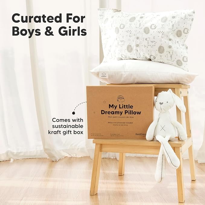 Toddler Pillow with Pillowcase - 13x18 My Little Dreamy Kids Travel Bed Pillows for Sleeping, Organic Cotton Small Pillowcase, Soft & Breathable, Machine Washable, Toddlers 2-5 Years Old (Prairie)