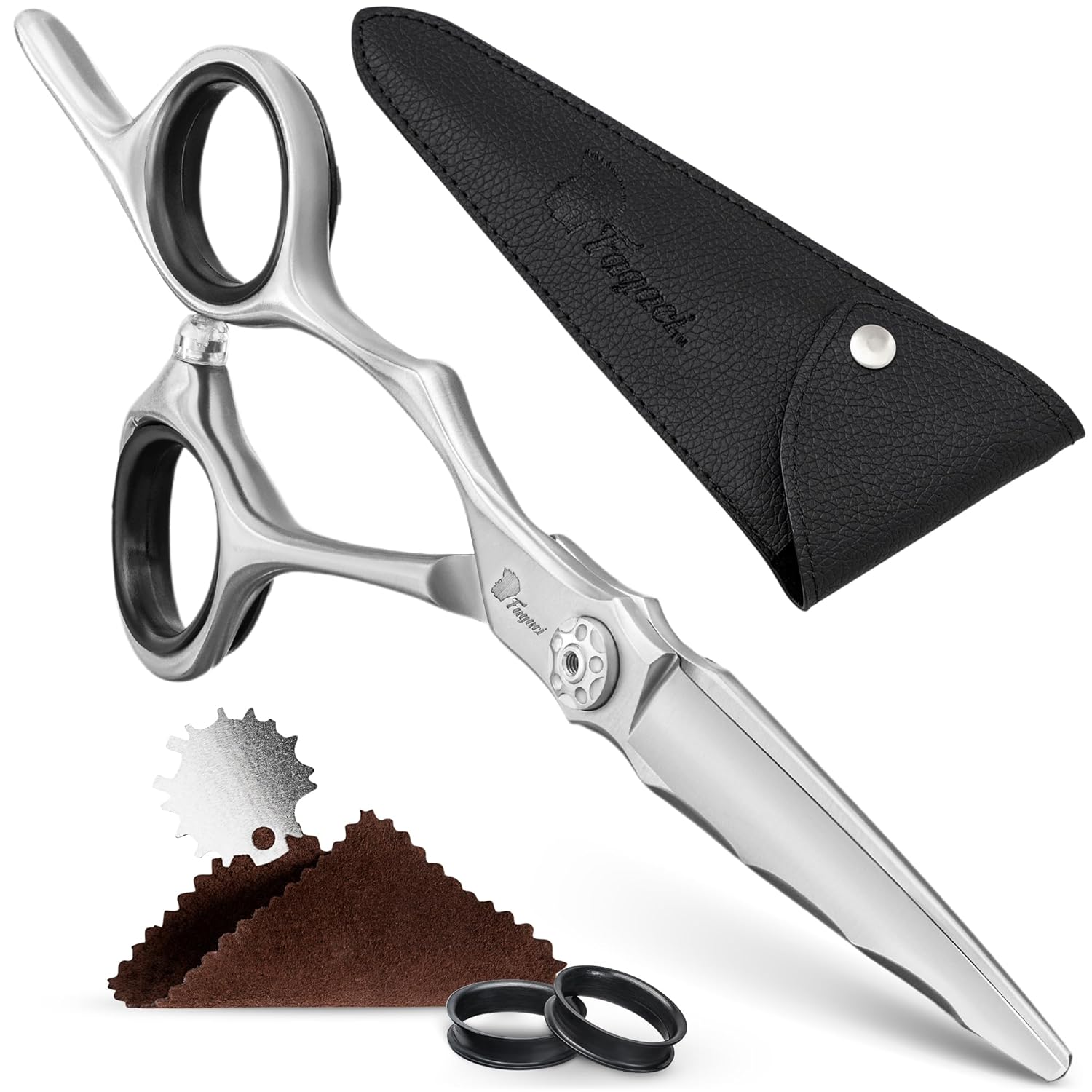 Fagaci Professional Hair Cutting Scissors Left 6” Japanese Steel for Ultra-Precise Cuts, Razor Sharp Blades Hair Scissors for Women & Men, Extreme Durability Hair Shears, Hair Cutting Barber Scissors
