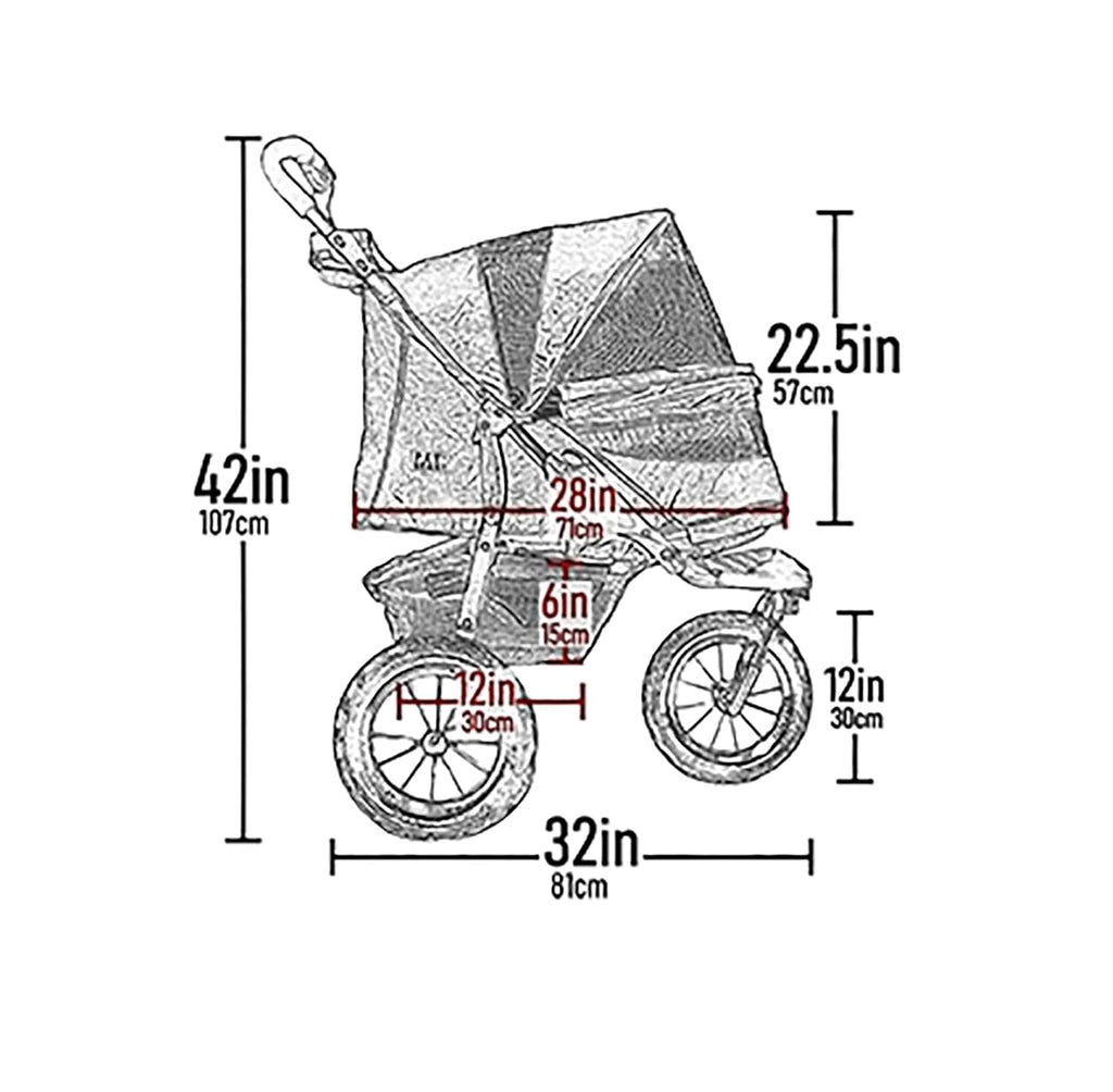 Pet Gear No-Zip NV Pet Stroller for Cats/Dogs, Zipperless Entry, Easy One-Hand Fold, Gel-Filled Tires, Plush Pad + Weather Cover Included, Peony