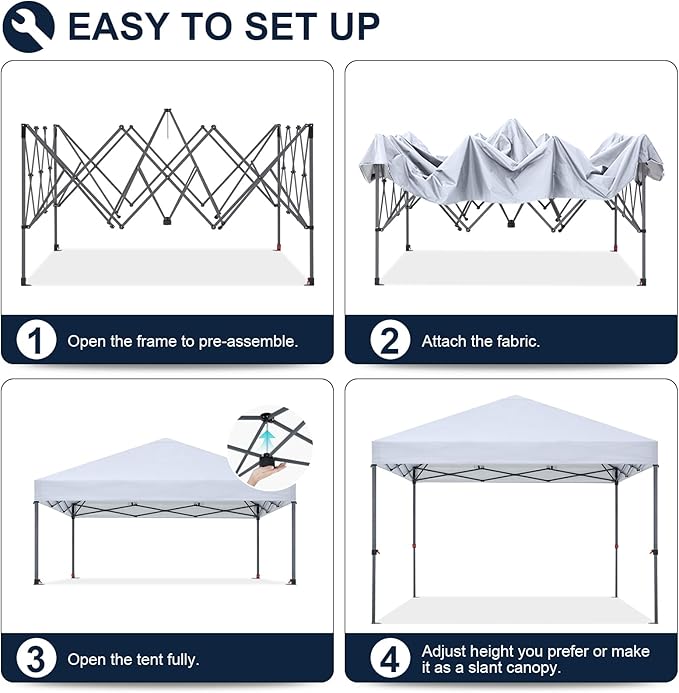 COOSHADE Durable Easy Pop Up Canopy Tent 10x10Ft, with 4 Sandbags(White)