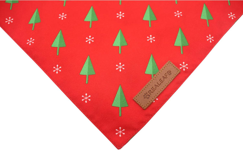 Realeaf Christmas Dog Bandanas 2 Pack, Reversible Red Green Xmas Dog Scarf for Boy and Girl, Premium Durable Fabric, Holiday Bandana for Small Medium Large and Extra Large Dogs (X-Large)