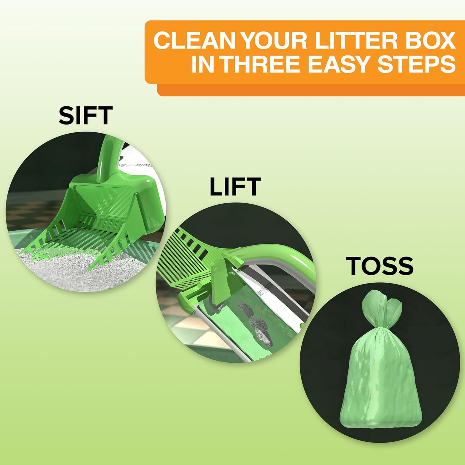 Neater Pet Brands Neater Scooper XL Cat Litter Scoop, 15 Refill Bags – Extra-Large Capacity Mess-Free Cat Litter Scooper with Bag for Large & Multiple Cats, Spill-Proof Litter Box Scooper with Holder