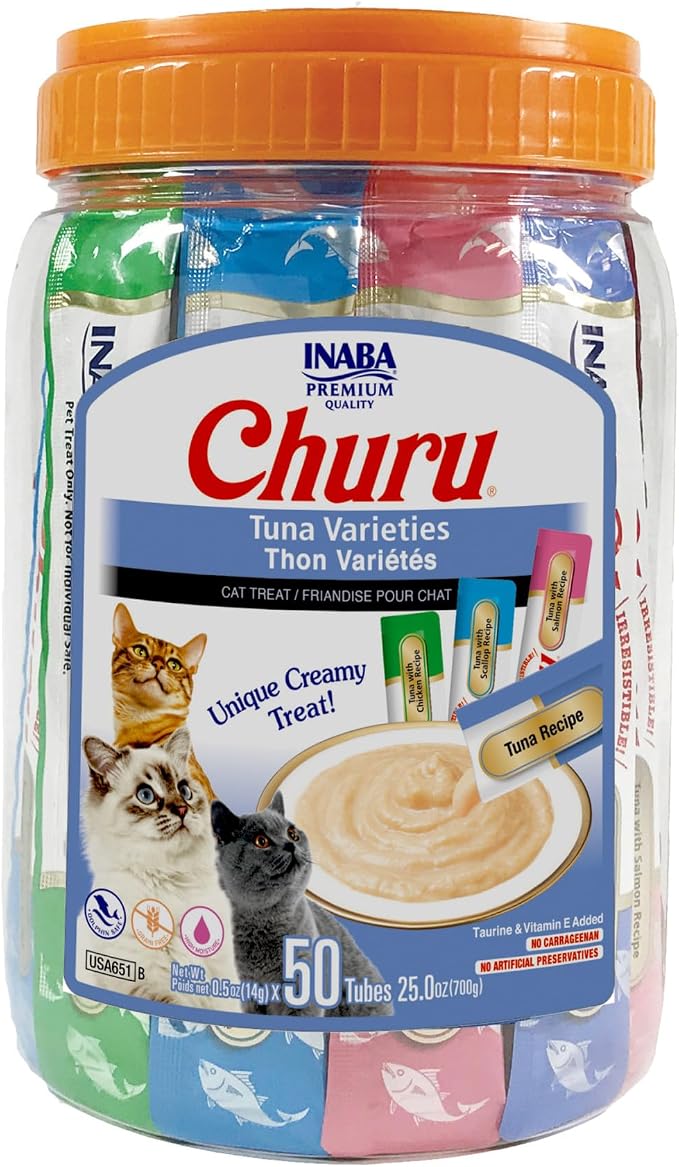 INABA Churu Cat Treats, Squeezable Creamy Purée Cat Treat by INABA