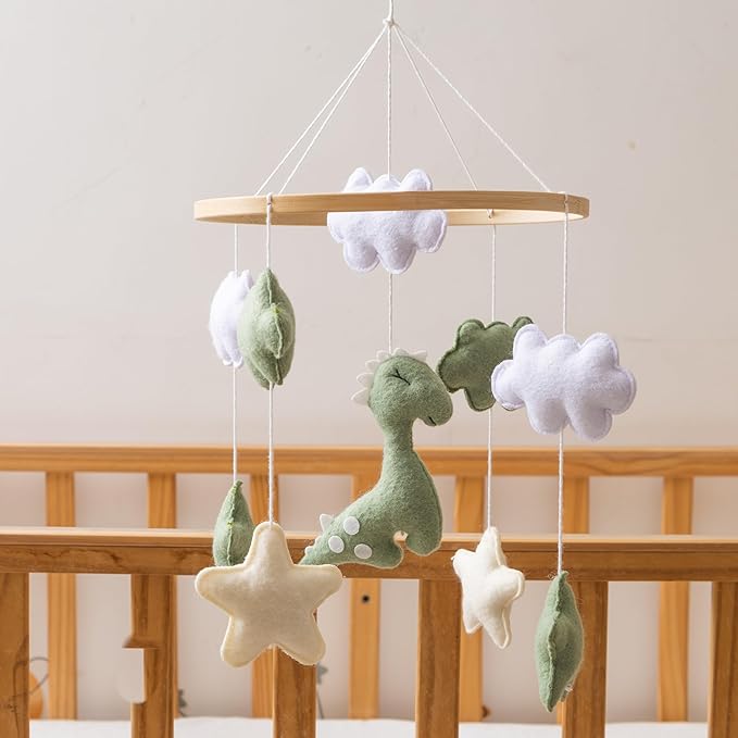 GOODMOM Dinosaur Baby Crib Mobile | Dinosaur Nursery Mobile Theme | Newborn Baby Stuff | Baby Shower Gift for Boys & Girls | Easy Assembly & Durable (Green)