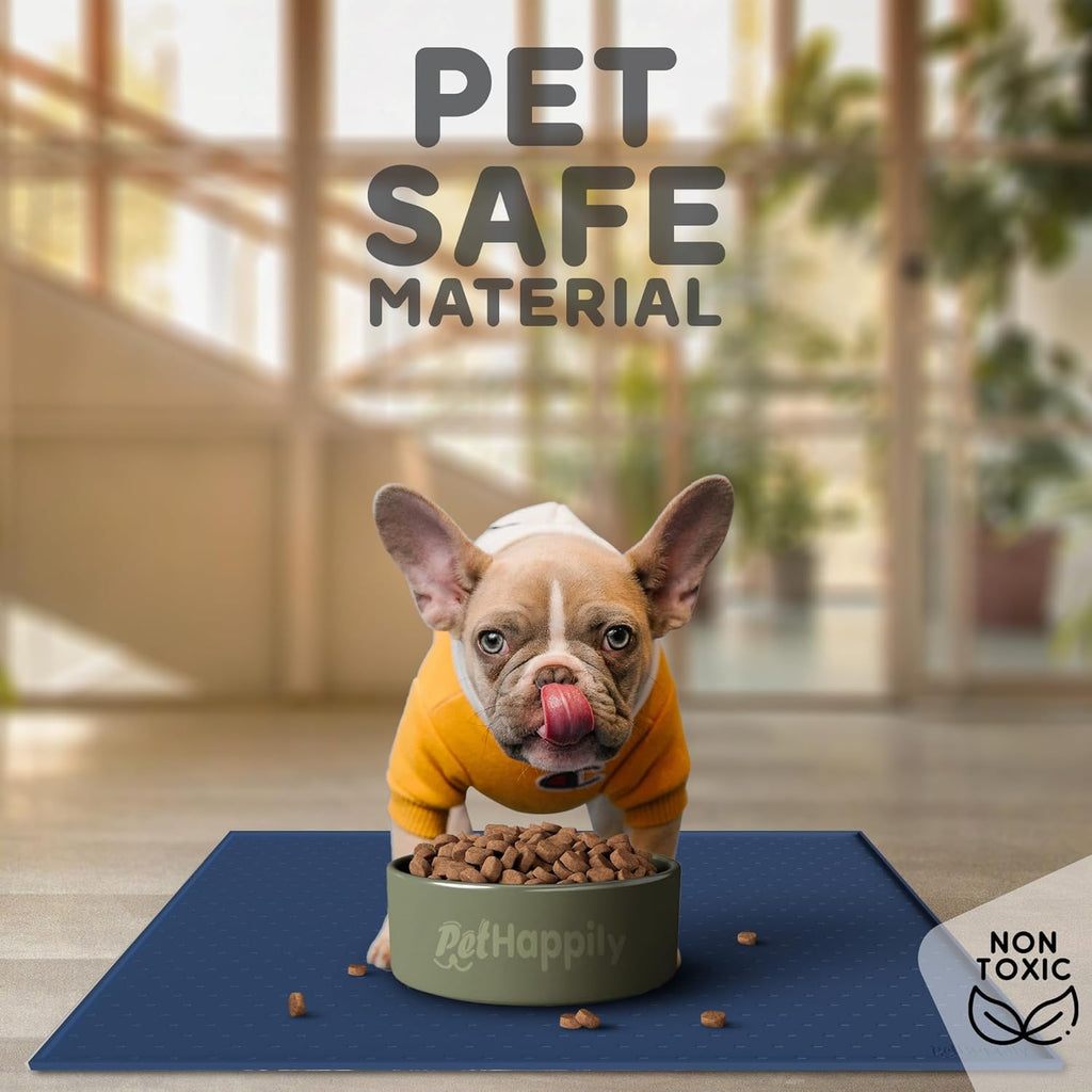 Dog Food Mat - 28x18” Large Silicone Stove Top Protector, Silicone Pet Feeding Mat, Raised Edges Dog Mat for Food and Water Prevent Spill, Waterproof Cat Placemats Protect Floors, Easy Clean Bowl