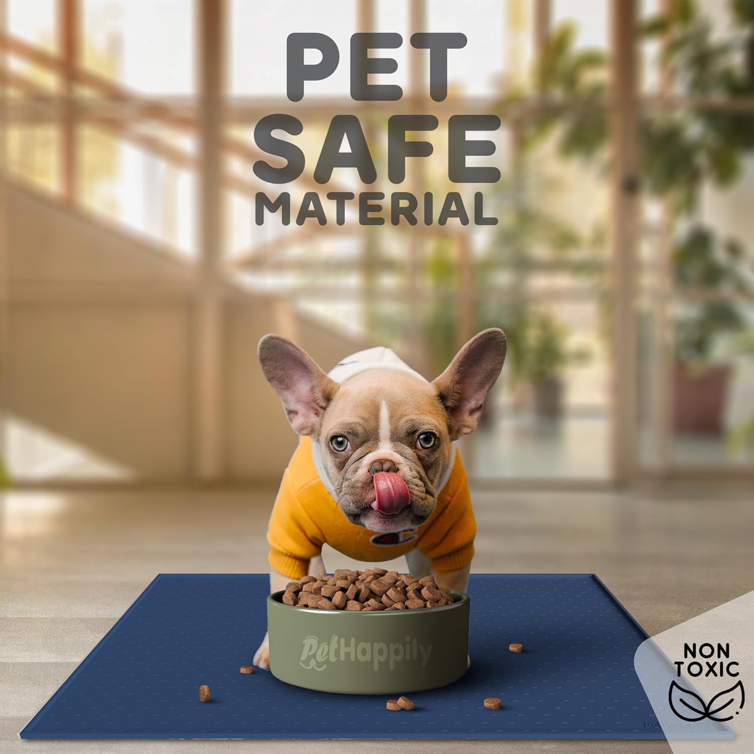 Dog Food Mat - 28x18” Large Silicone Stove Top Protector, Silicone Pet Feeding Mat, Raised Edges Dog Mat for Food and Water Prevent Spill, Waterproof Cat Placemats Protect Floors, Easy Clean Bowl