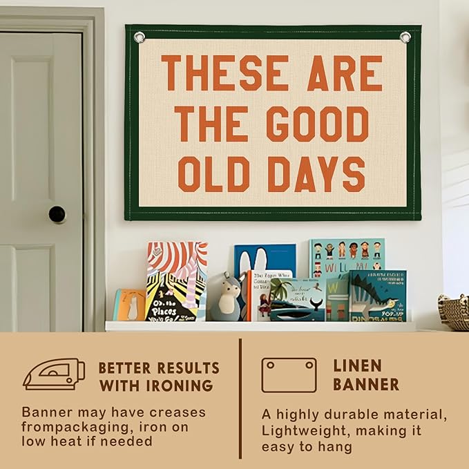 Lacama These Are The Good Old Days Canvas Banner Trendy Retro Nostalgic Inspirational Banner for Boys Girl Room Decor 30x20 Inch