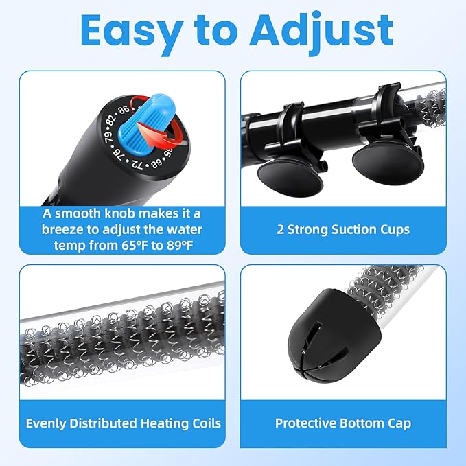 AQUANEAT Aquarium Heater, 100W Fish Tank Heater, Adjustable Submersible Water - Image 6