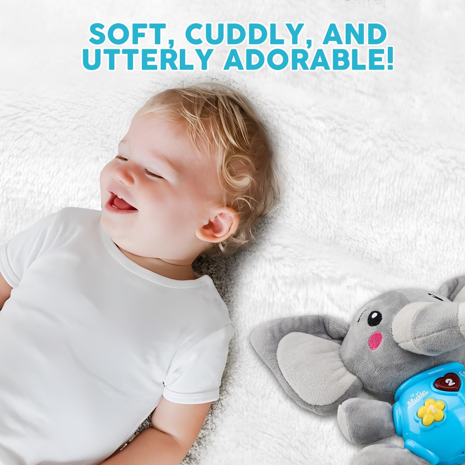 STEAM Life Baby 3-6 Months Boy Gifts Musical Toys Plush Elephant Infant 0-6 6-12 Month Light Up Stuffed Aminal for Newborn Toddler