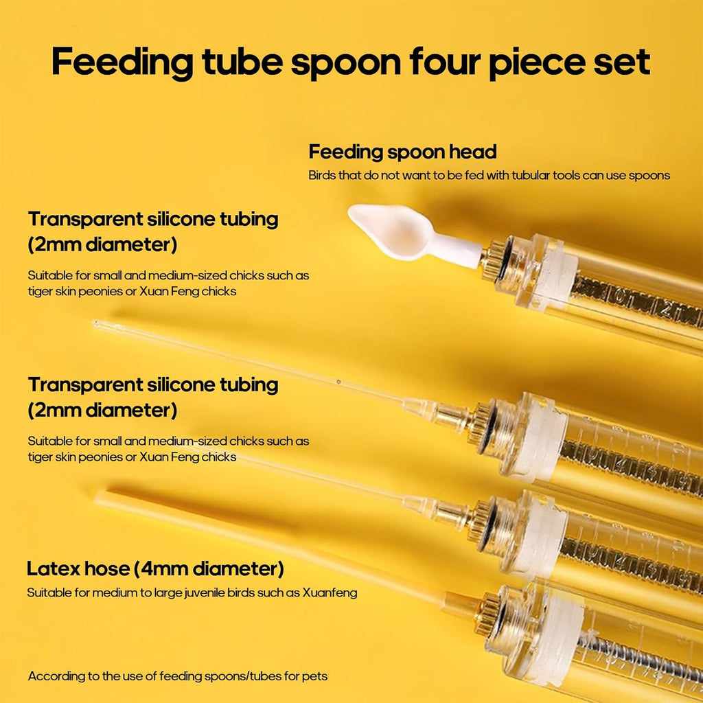 8 Pcs Bird Feeding Syringe Set Feeding Tubes for Baby Birds Parrot Hand Feeding Syringe Pet Syringe Feeding Tube Stainless Steel Metal Feeding Spoon Small Animals (50ml-Set of Eight)
