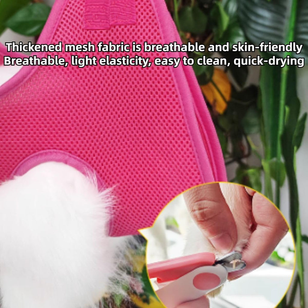 Rabbit Grooming Hammock with Safety Belt for Nail Clipping, Grooming, Bunny Bathing Bag for Nail Trimming, Cat Claw Care Bag, Small Animal Grooming Harness (Red,XX-Small)