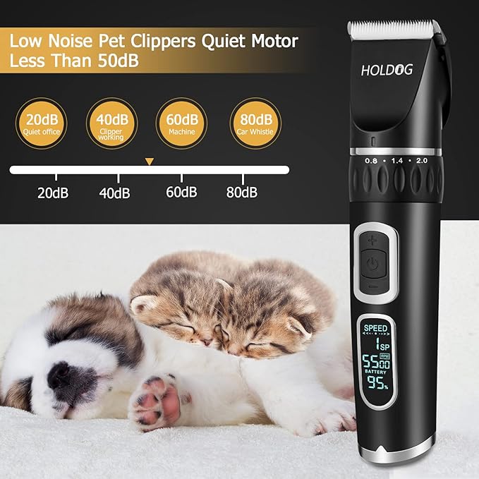 HOLDOG Dog Clippers Professional Heavy Duty Dog Grooming Clipper 3-Speed Low - Image 4