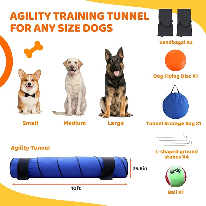 25.6in 10FT Dog Agility Tunnel, Dog Tunnel - Image 4