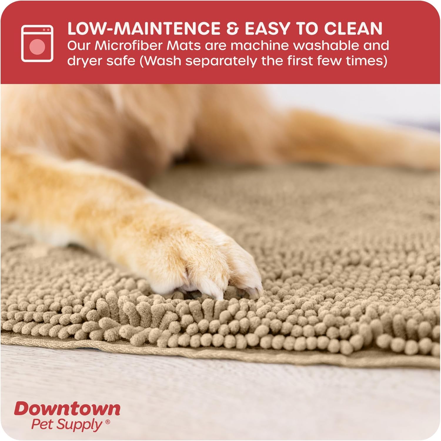 My Doggy Place Microfiber Dog Mat for Muddy Paws, 31" x 20" Oatmeal - Absorbent and Quick-Drying Dog Paw Cleaning Mat, Washer and Dryer Safe - Non-Slip Rubber Backed Dog Floor Mat, Medium