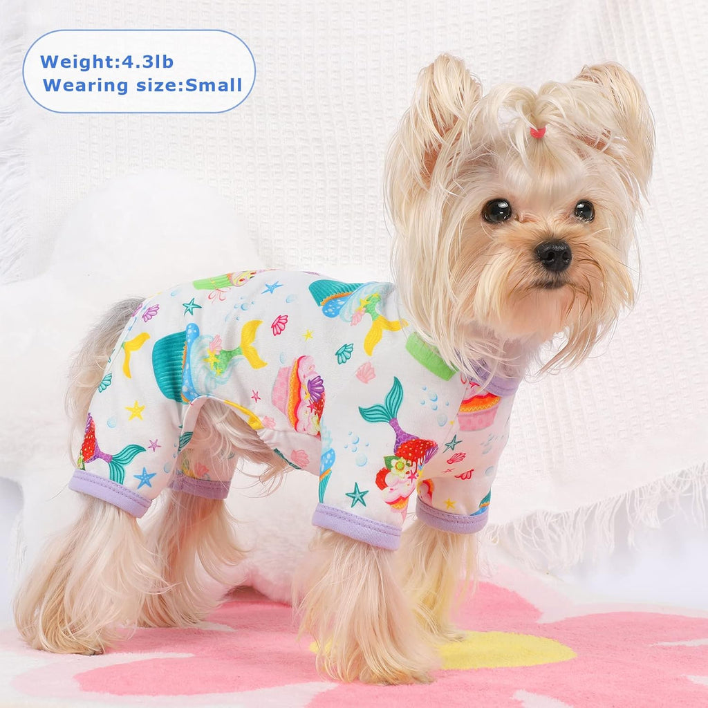 Dog Pajamas Summer Fall Dog Clothes for Small Dogs Girl Boy Soft Stretchy Medium Size Pajamas Cute Cake Puppy Pjs Onesies Pet Jumpsuit Apparel, Cake Purple, XXL