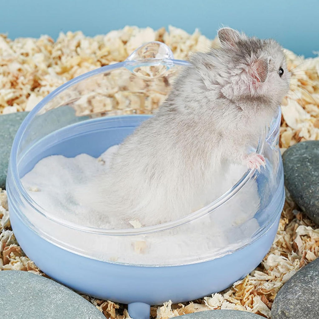 Meow&Woof Hamster Sand Bath Container, Large Sandbox Toilet Gerbil Batheoom, Tiny Chinchilla Dust Bathtub Sand Bath Box for Hamster Cage Accessories 6.5 Inch - Blue