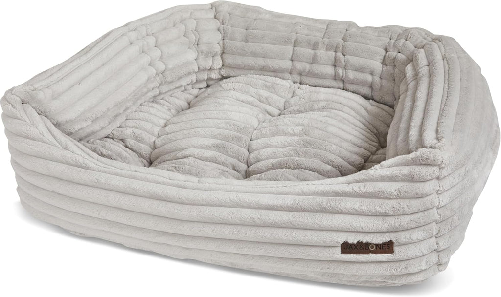 Jax & Bones Dog Napper - Luna Grey Machine Washable Bed for Dogs - Extra Heavy Duty Bolstered Sides - Small Grey Dog Mat | 24 x 21 Inches