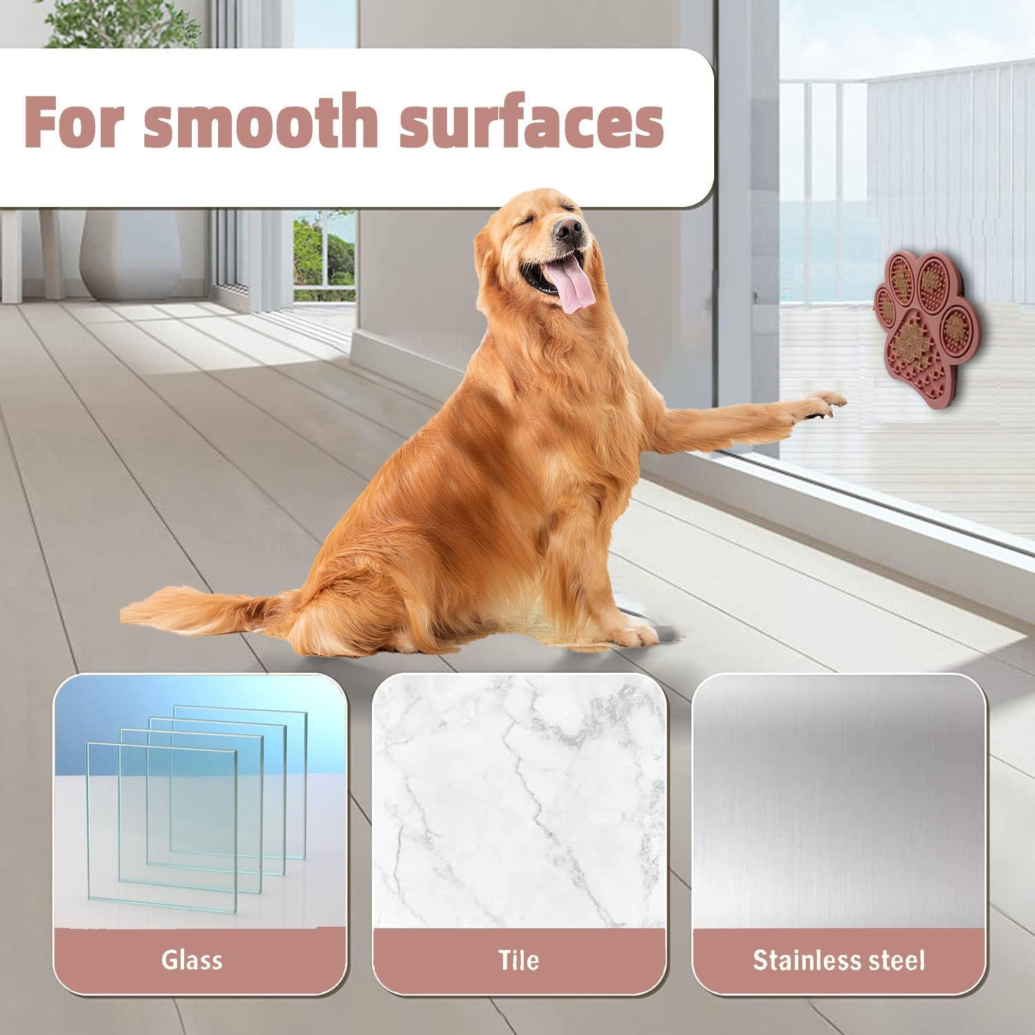 Lick Mat for Dogs and Cats, Premium Lick Pad with Suction Cups,Dog Slow Feeder Dowl Mat for Bathing Grooming Nailing Trimming, Food-Grade, Non-Toxic (Pink)