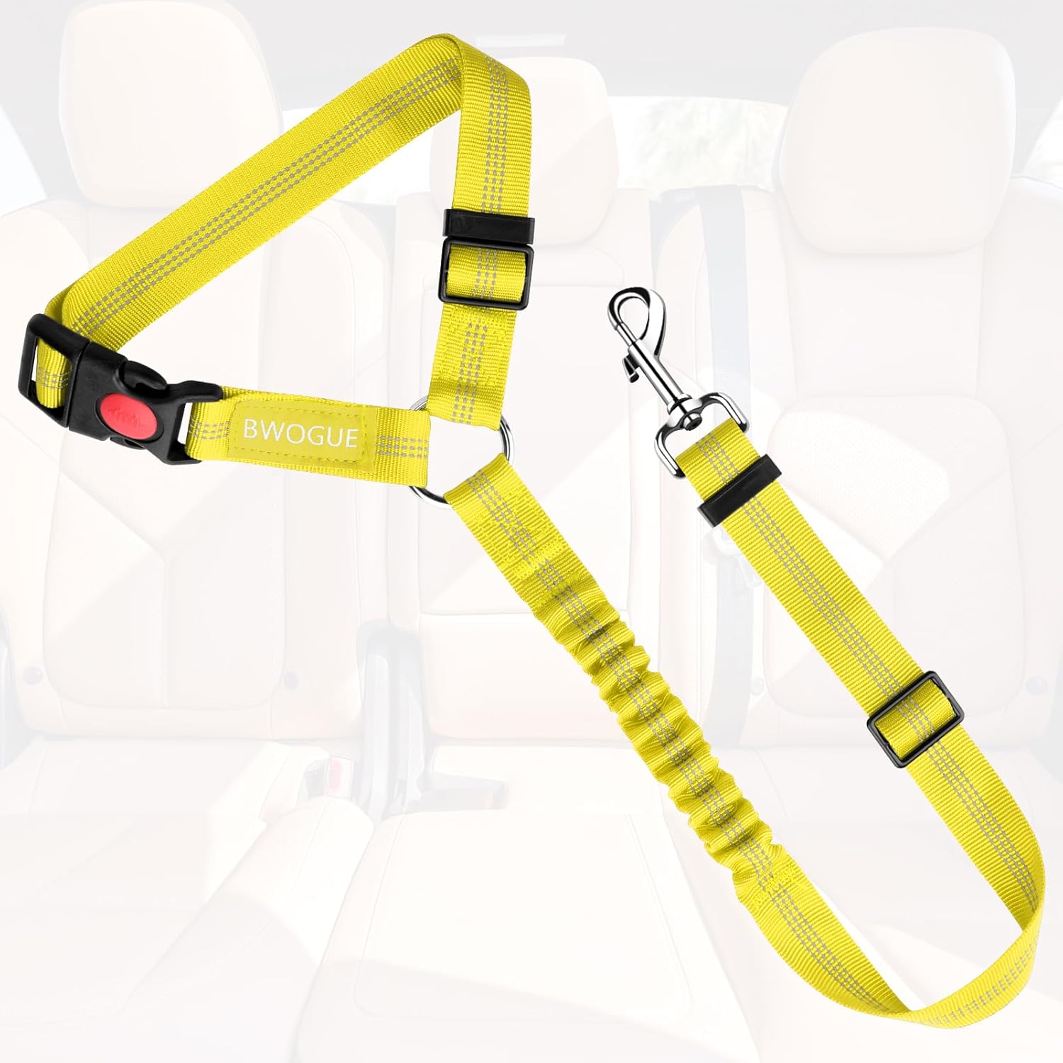 BWOGUE Pet Dog Cat Seat Belts, Car Headrest Restraint Adjustable Safety Leads Vehicle Seatbelt Harness (1 Pack)